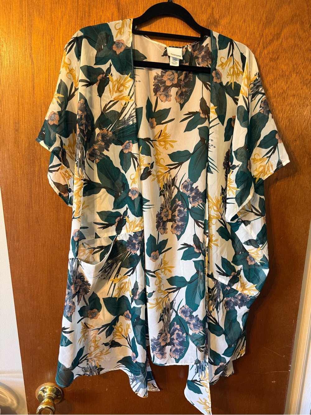 Sonoma Floral Open-Front Kimono - Cream, Green & Yellow